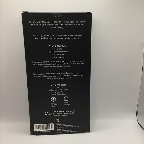 NEW! BLAQ battery powered toothbrush 1 Handle 2 Replacement Heads - Picture 3 of 3